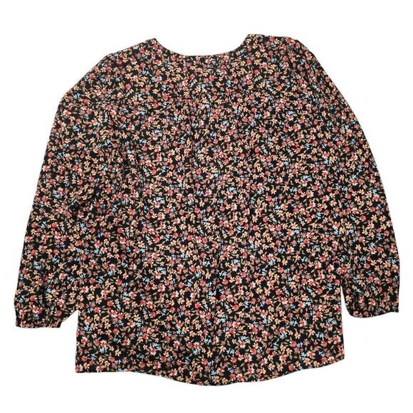 Ann Taylor Loft Top Women's 16 Plus Multicolor Floral Collar Split Party Blouse - Picture 8 of 8